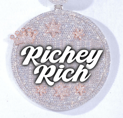 CUSTOM LETTER NECKLACE 3D BIG CROWN DISC
