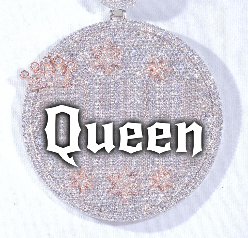 CUSTOM LETTER NECKLACE 3D BIG CROWN DISC