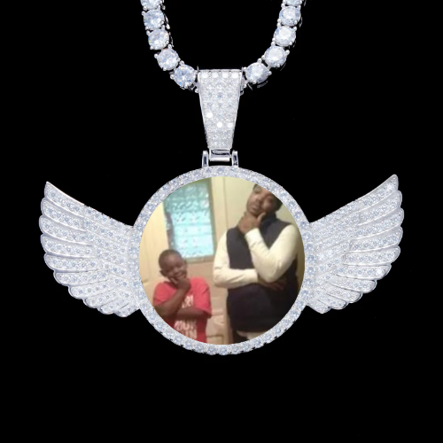925S & VVS Moissanite 3D Wing Custom Picture Pendant
