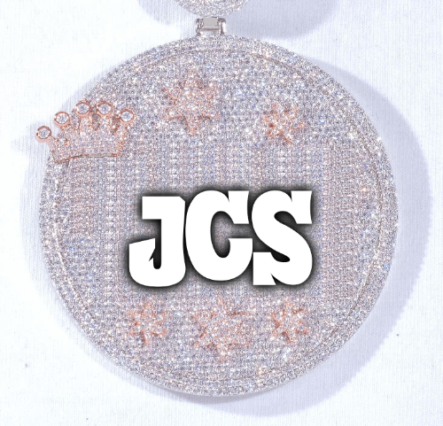 CUSTOM LETTER NECKLACE 3D BIG CROWN DISC