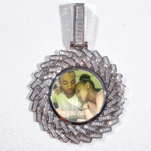 Large 3D Baguette Custom Picture Pendant