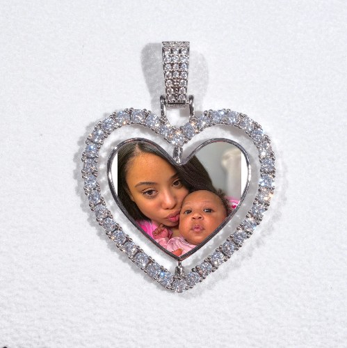3D Spinning 2-Faced Heart Custom Picture Pendant