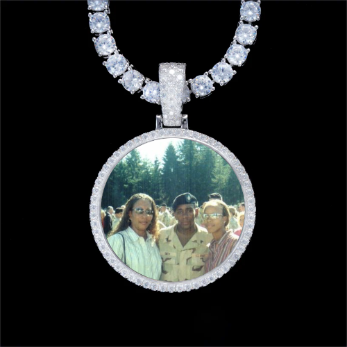 925S & VVS Moissanite 3D Circle Custom Picture Pendant
