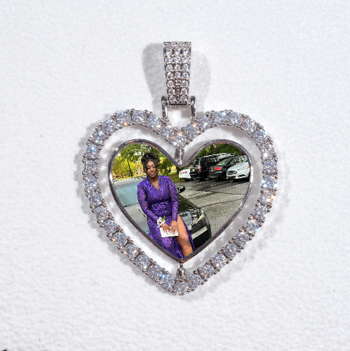 3D Spinning 2-Faced Heart Custom Picture Pendant