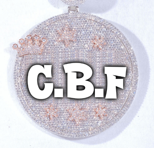 CUSTOM LETTER NECKLACE 3D BIG CROWN DISC