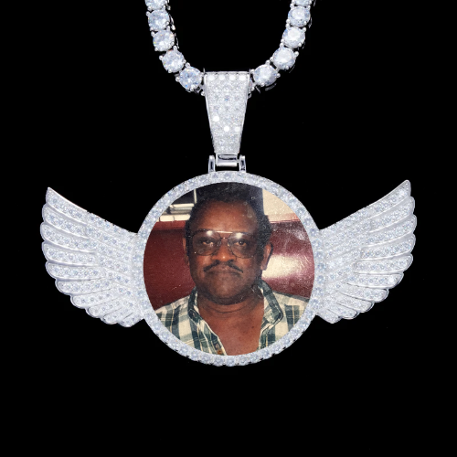 925S & VVS Moissanite 3D Wing Custom Picture Pendant