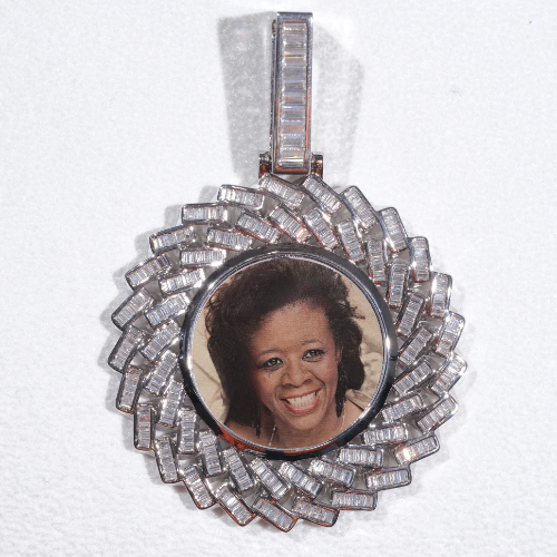 Large 3D Baguette Custom Picture Pendant