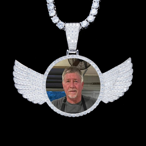 925S & VVS Moissanite 3D Wing Custom Picture Pendant