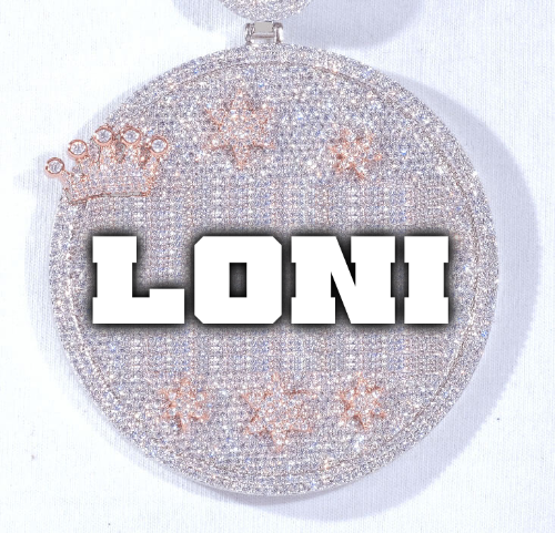 CUSTOM LETTER NECKLACE 3D BIG CROWN DISC