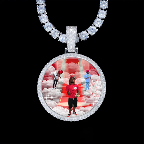 925S & VVS Moissanite 3D Circle Custom Picture Pendant