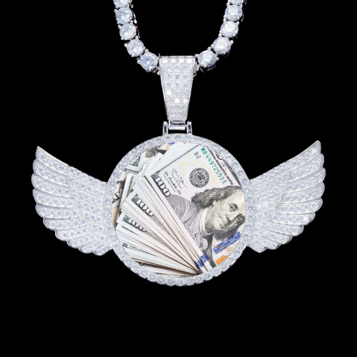 925S & VVS Moissanite 3D Wing Custom Picture Pendant