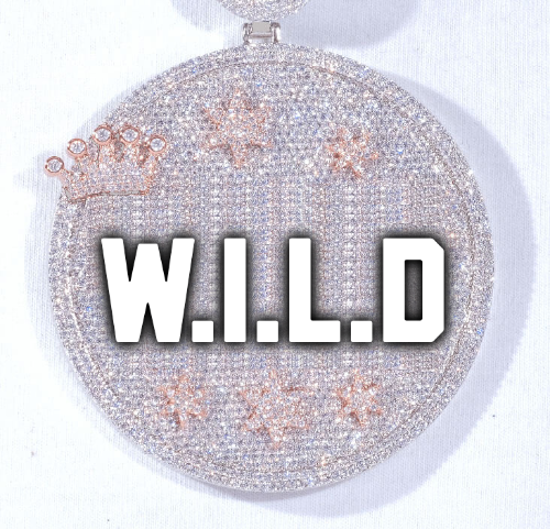 CUSTOM LETTER NECKLACE 3D BIG CROWN DISC