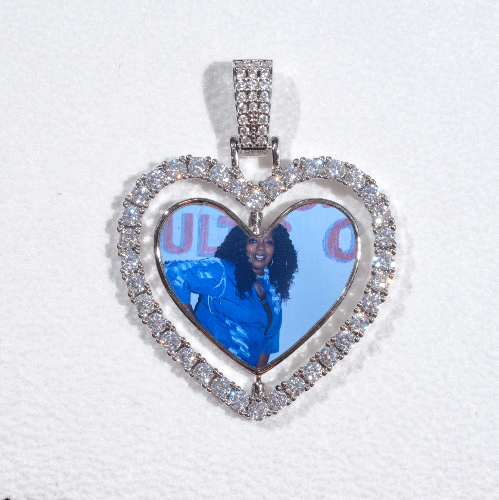 3D Spinning 2-Faced Heart Custom Picture Pendant