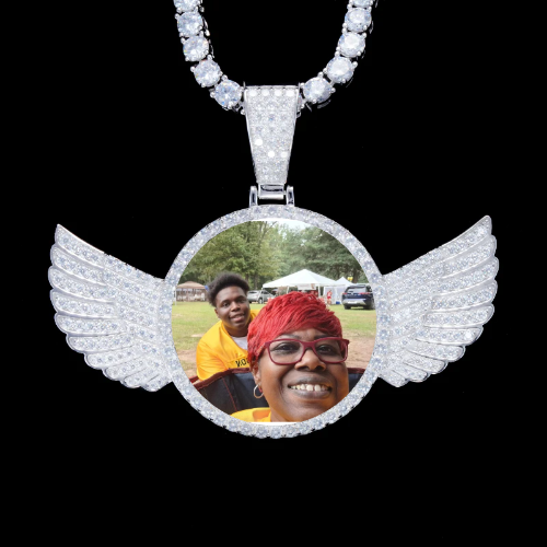 925S & VVS Moissanite 3D Wing Custom Picture Pendant