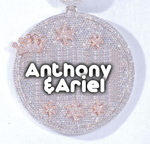 CUSTOM LETTER NECKLACE 3D BIG CROWN DISC