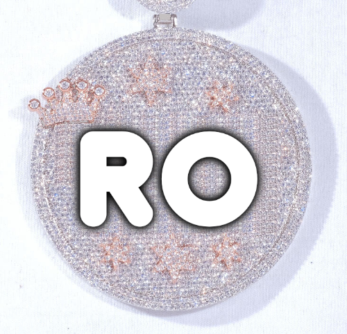 CUSTOM LETTER NECKLACE 3D BIG CROWN DISC