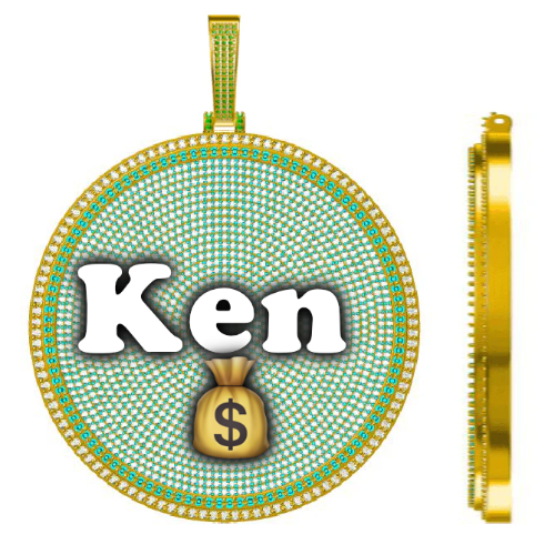 CUSTOM LETTER NECKLACE 3D BIG DISC