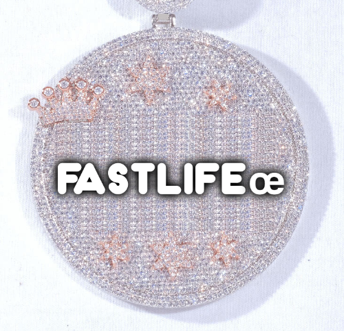 CUSTOM LETTER NECKLACE 3D BIG CROWN DISC