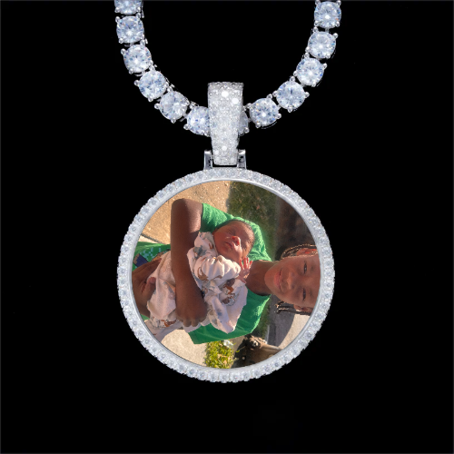 925S & VVS Moissanite 3D Circle Custom Picture Pendant