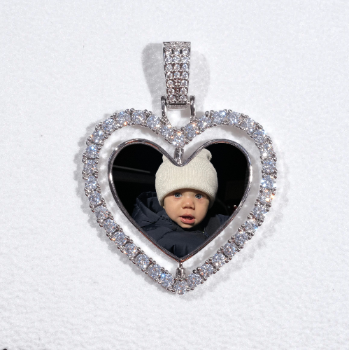 3D Spinning 2-Faced Heart Custom Picture Pendant