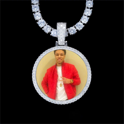 925S & VVS Moissanite 3D Circle Custom Picture Pendant