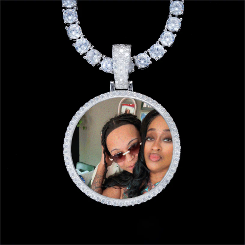 925S & VVS Moissanite 3D Circle Custom Picture Pendant