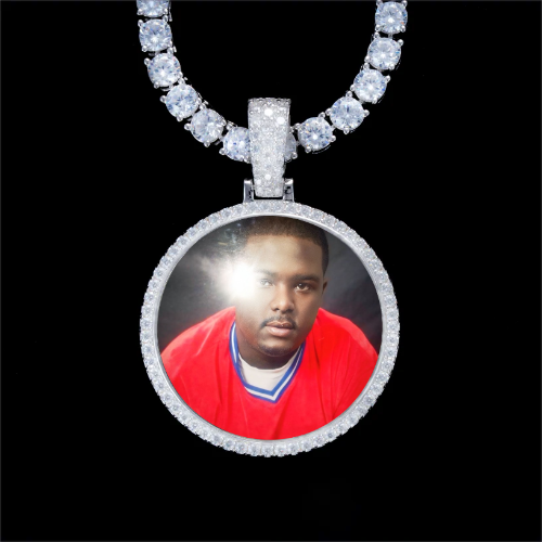 925S & VVS Moissanite 3D Circle Custom Picture Pendant