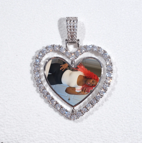 3D Spinning 2-Faced Heart Custom Picture Pendant
