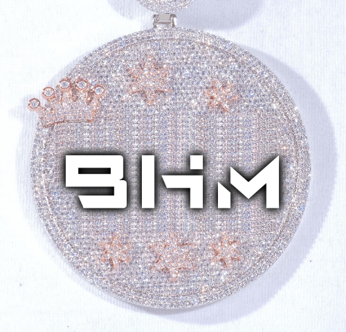 CUSTOM LETTER NECKLACE 3D BIG CROWN DISC