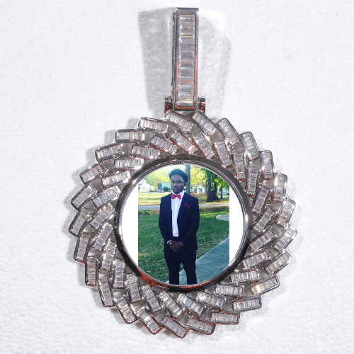 Large 3D Baguette Custom Picture Pendant