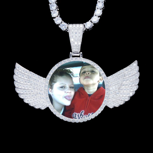 925S & VVS Moissanite 3D Wing Custom Picture Pendant