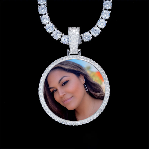 925S & VVS Moissanite 3D Circle Custom Picture Pendant