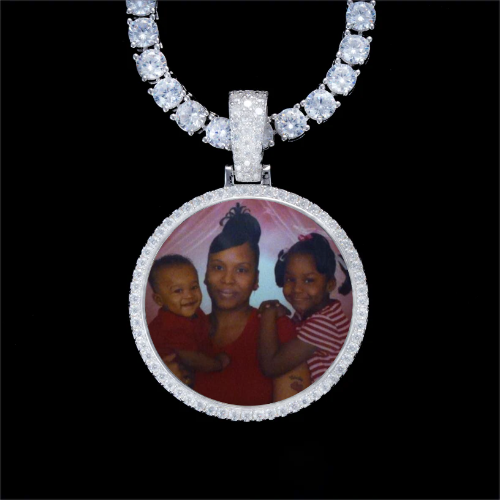 925S & VVS Moissanite 3D Circle Custom Picture Pendant