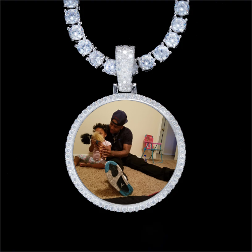 925S & VVS Moissanite 3D Circle Custom Picture Pendant