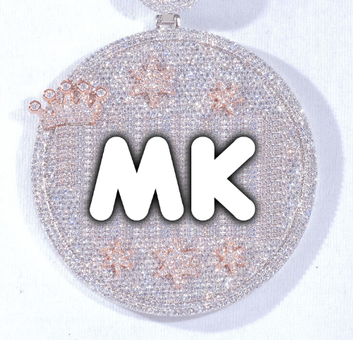 CUSTOM LETTER NECKLACE 3D BIG CROWN DISC