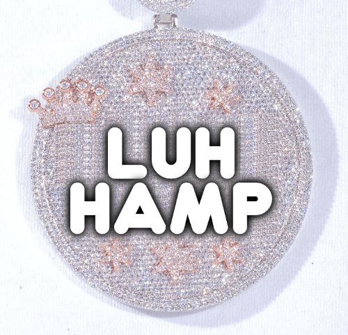 CUSTOM LETTER NECKLACE 3D BIG CROWN DISC