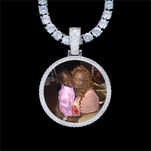 925S & VVS Moissanite 3D Circle Custom Picture Pendant