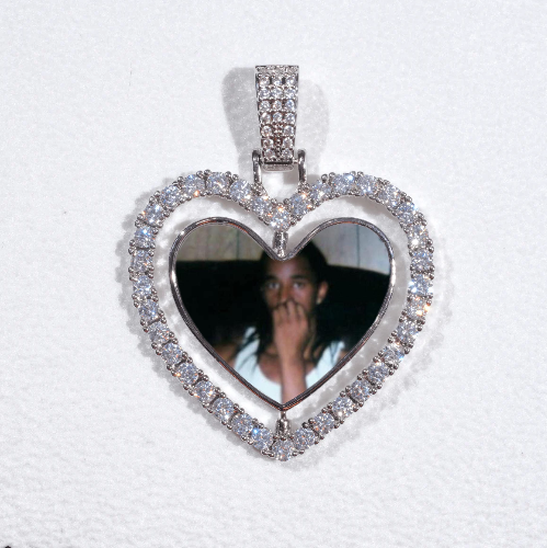 3D Spinning 2-Faced Heart Custom Picture Pendant