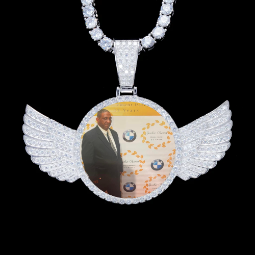 925S & VVS Moissanite 3D Wing Custom Picture Pendant