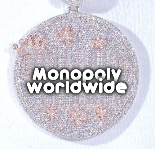 CUSTOM LETTER NECKLACE 3D BIG CROWN DISC