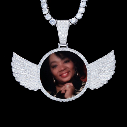 925S & VVS Moissanite 3D Wing Custom Picture Pendant