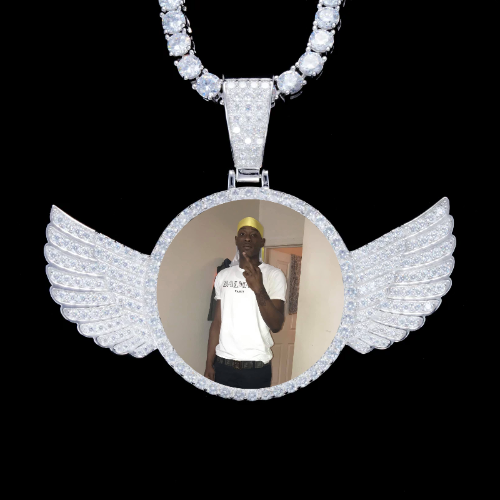 925S & VVS Moissanite 3D Wing Custom Picture Pendant