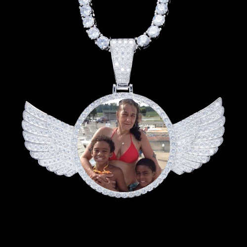 925S & VVS Moissanite 3D Wing Custom Picture Pendant