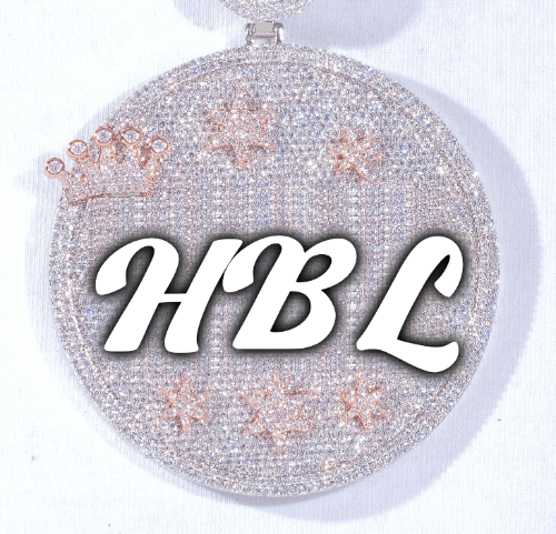 CUSTOM LETTER NECKLACE 3D BIG CROWN DISC