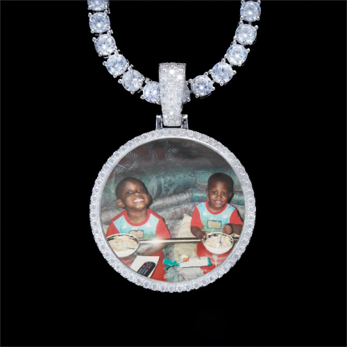 925S & VVS Moissanite 3D Circle Custom Picture Pendant