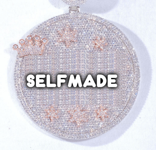 CUSTOM LETTER NECKLACE 3D BIG CROWN DISC