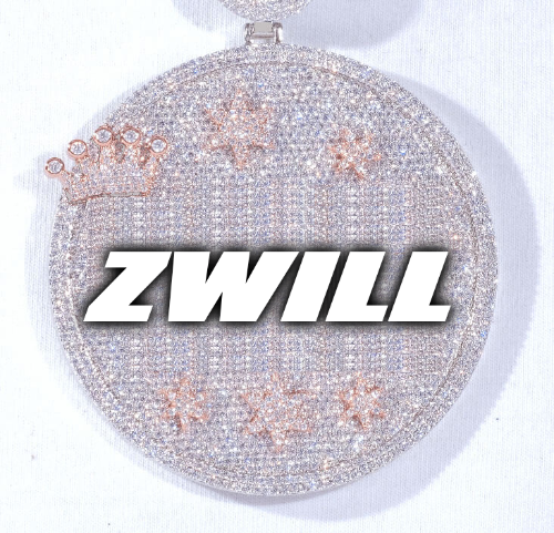 CUSTOM LETTER NECKLACE 3D BIG CROWN DISC