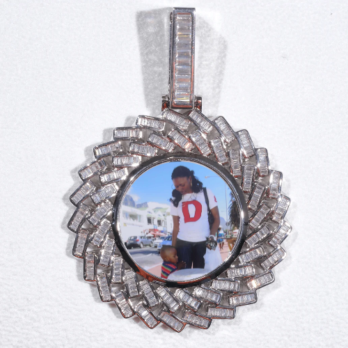 Large 3D Baguette Custom Picture Pendant