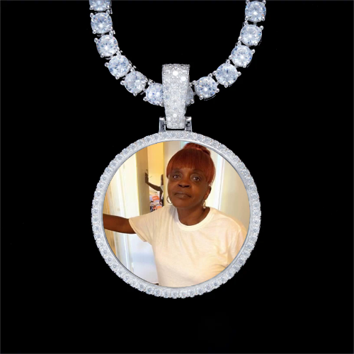 925S & VVS Moissanite 3D Circle Custom Picture Pendant