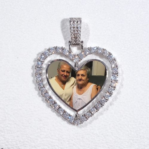 3D Spinning 2-Faced Heart Custom Picture Pendant
